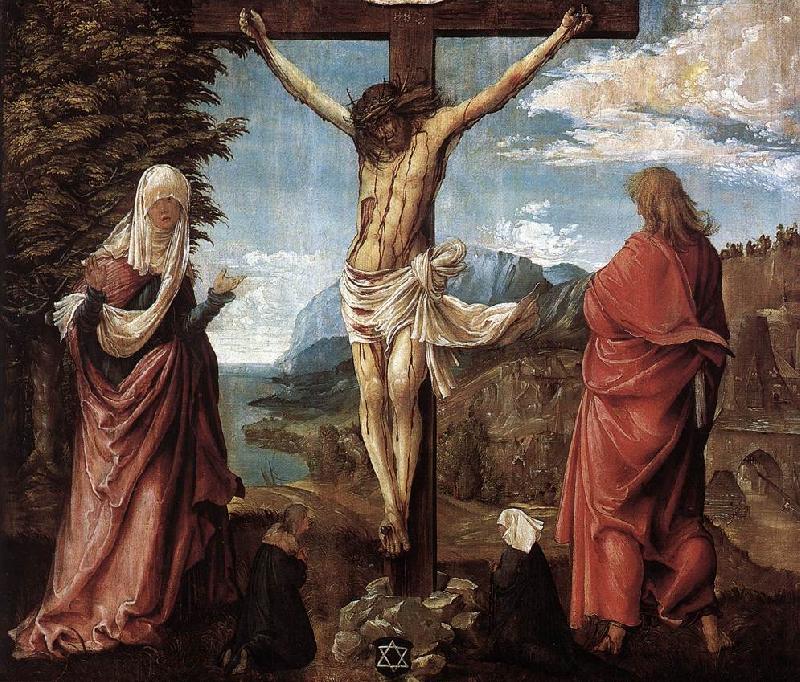ALTDORFER, Albrecht Christ on the Cross between Mary and St John oil painting picture